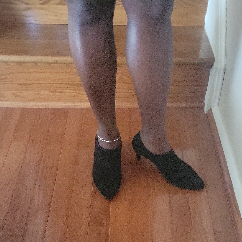 Ecco Brand, Chic Black Low Heeled  Ankle Booties, Size 7.5M